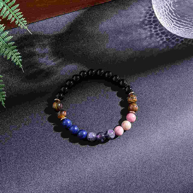 Japamala 108 Contas em Pedras Naturais Olho de Tigre, Lapis Lazuli, Ametista, Ágata Negra + Pulseira Grátis!