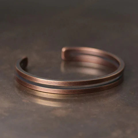 Bracelete em Cobre Duo Feito à Mão - Linha Nepal