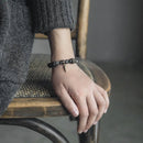 Bracelete em Quartzo Rutilado, Bronze, Madeira Ébano e Pingente em Cobre - Linha Nepal