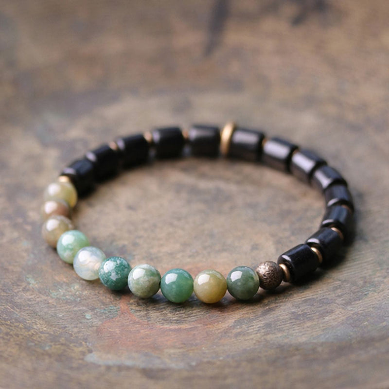 Tāmā - Pulseira em Pedras Naturais, Ébano e Cobre - Linha Nepal