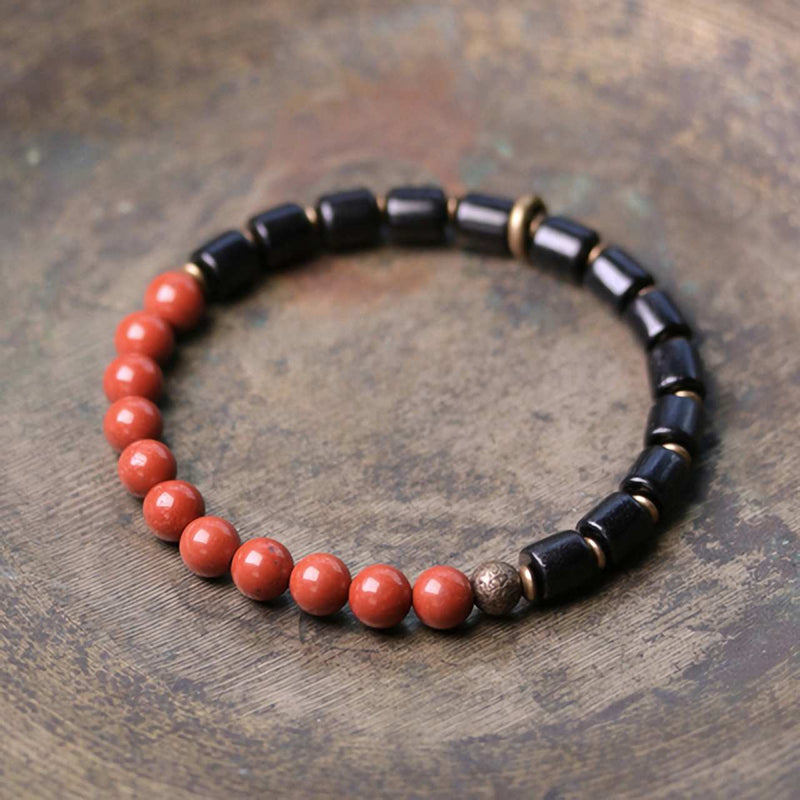 Tāmā - Pulseira em Pedras Naturais, Ébano e Cobre - Linha Nepal