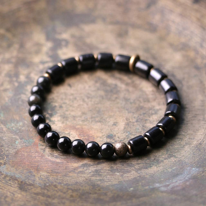 Tāmā - Pulseira em Pedras Naturais, Ébano e Cobre - Linha Nepal