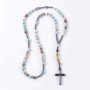 Terço em Pedras Naturais Amazonita Foscas e Cruz em Hematita Rosário