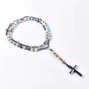 Terço em Pedras Naturais Amazonita Foscas e Cruz em Hematita Rosário