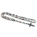 Terço em Pedras Naturais Amazonita e Cruz em Hematita Rosário